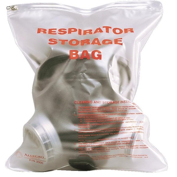 Allegro Industries Respirator Storage Bag, Clear, Vinyl 2000